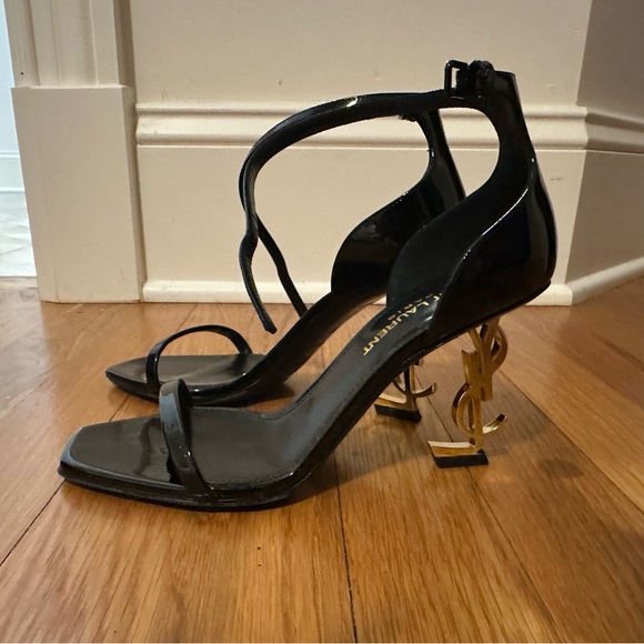 Black Designer Heels with Gold Accent - Picture 1 of 3